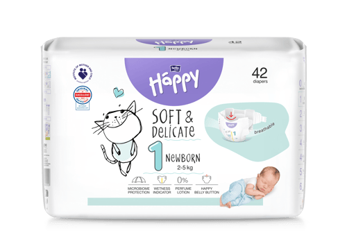 Happy Soft&Delicate New Born scutece copii 42 buc