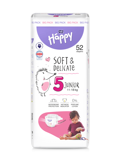 Happy Soft&Delicate Junior scutece copii 11-18 kg 52 buc