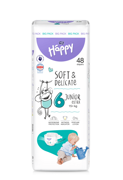 Happy Soft&Delicate Junior Extra scutece copii +15 kg 48 buc