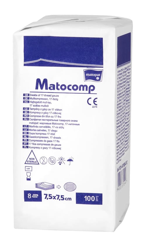 Matocomp comprese nesterile tifon 7.5x7.5 cm a'100