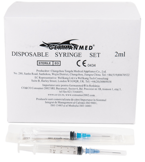 Seringa din 3 parti cu ac – 2 ml