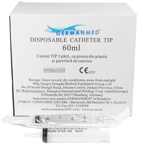 Seringa din 3 parti fara ac si luer lung Guyon – 60 ml