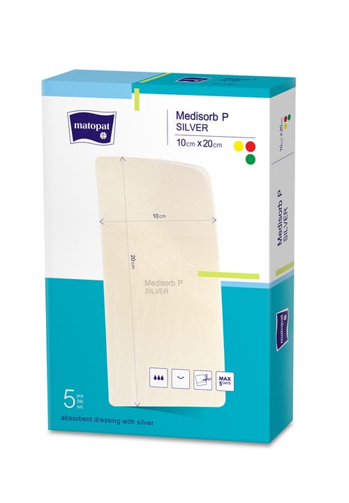 MEDISORB P SILVER ABSORBENT DRESSING WITH SILVER 10CMX20CM A5 STERILE