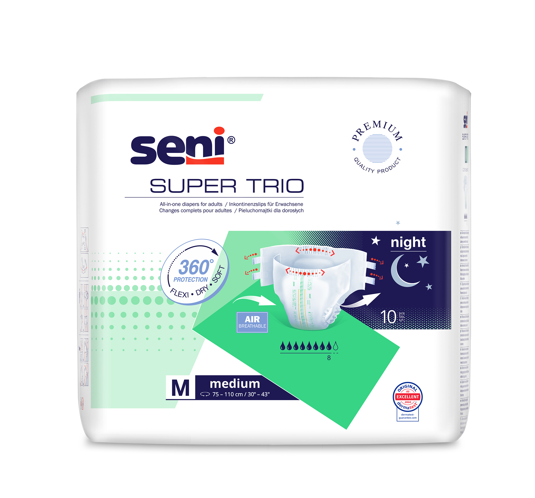Seni Super Trio Medium scutece incontinenţă 10 buc - 1