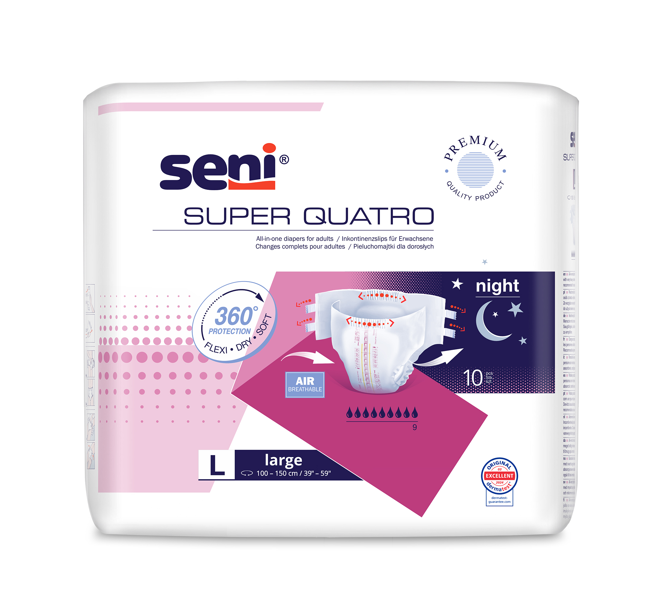 Seni Super Quatro Large scutece incontinenţă 10 buc - 1