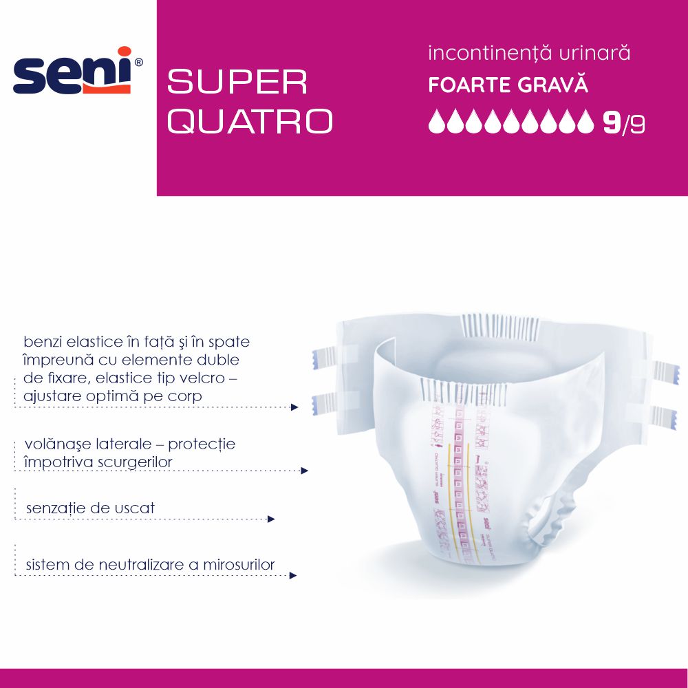 Seni Super Quatro Large scutece incontinenţă 10 buc - 4