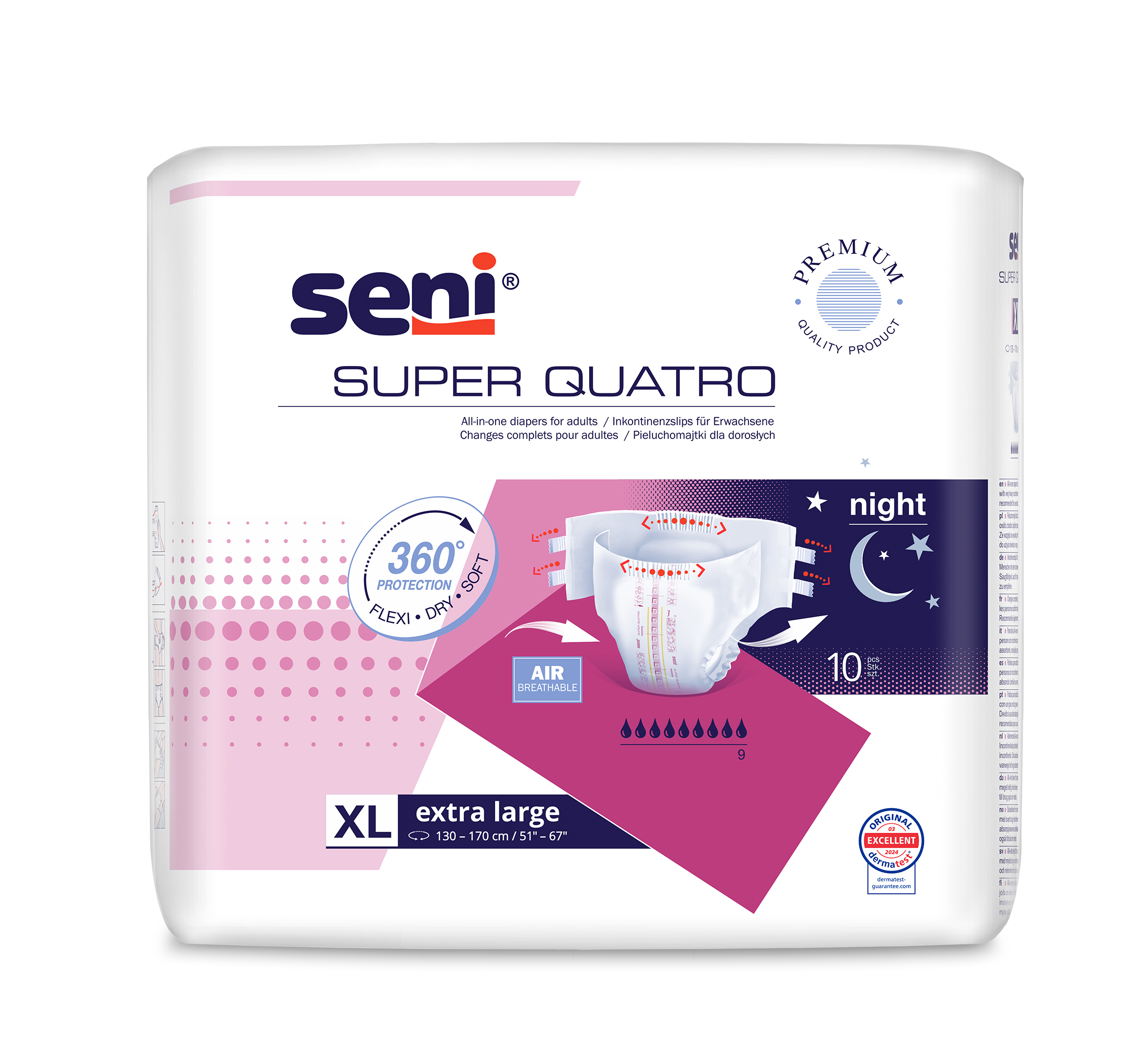 Seni Super Quatro Extra Large scutece incontinenţă 10 buc - 1