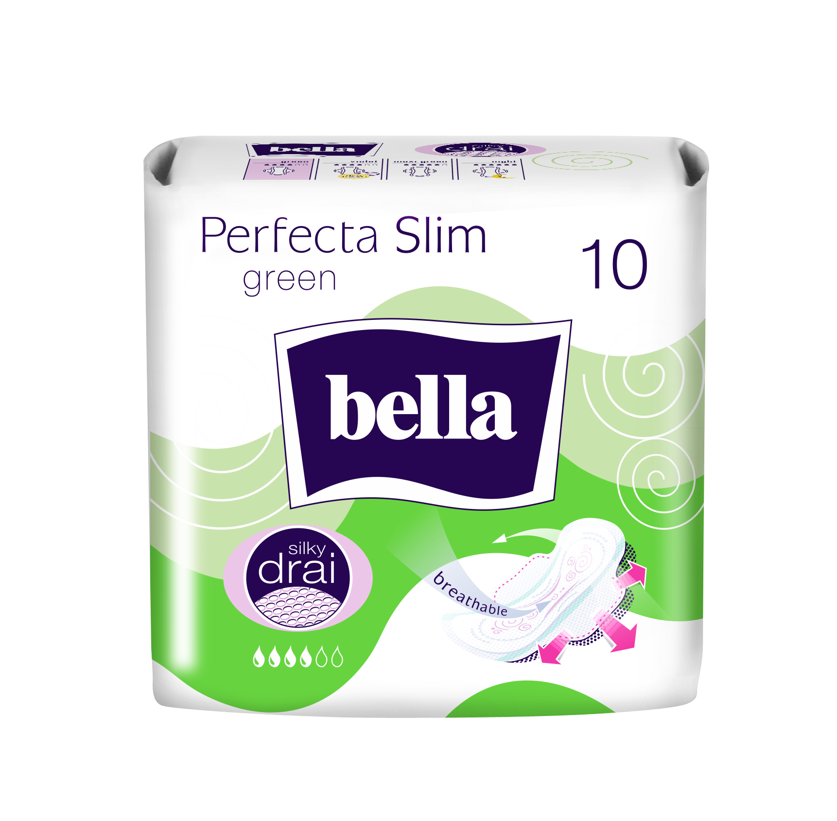 Perfecta Slim Green Silk Drai absorbante igienice 10 buc - 1