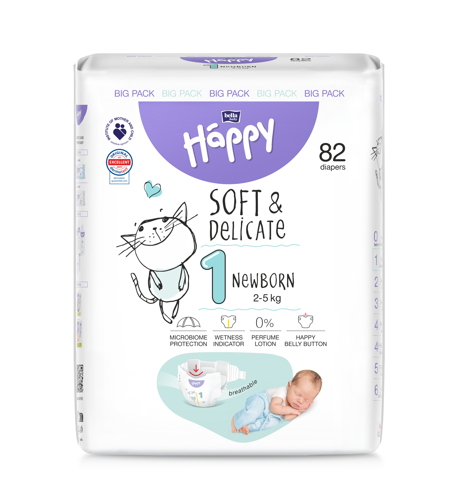 Happy Soft&Delicate Newborn scutece copii 2-5 kg 82 buc - 1