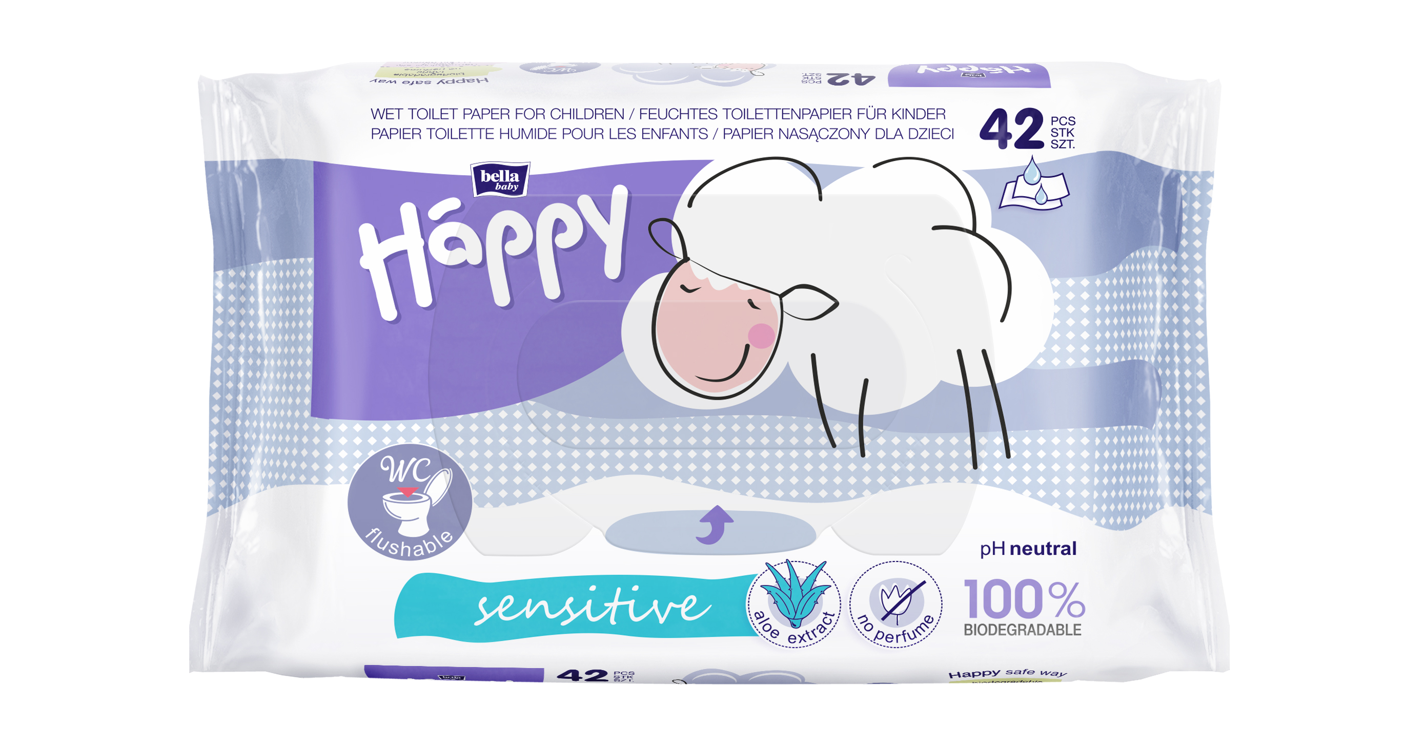 Happy Sensitive hârtie igienică umedă 42 buc