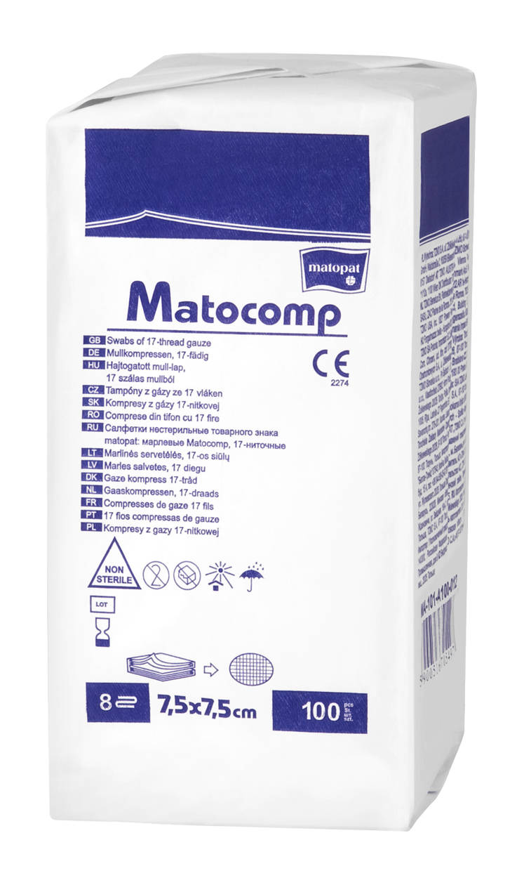 Matocomp comprese nesterile tifon 7.5x7.5 cm a'100