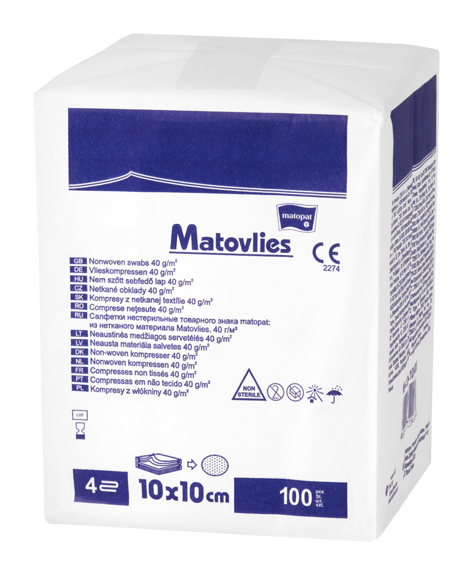 Matovlies comprese nesterile, neţesut, 10x10 cm 40 gr a'100
