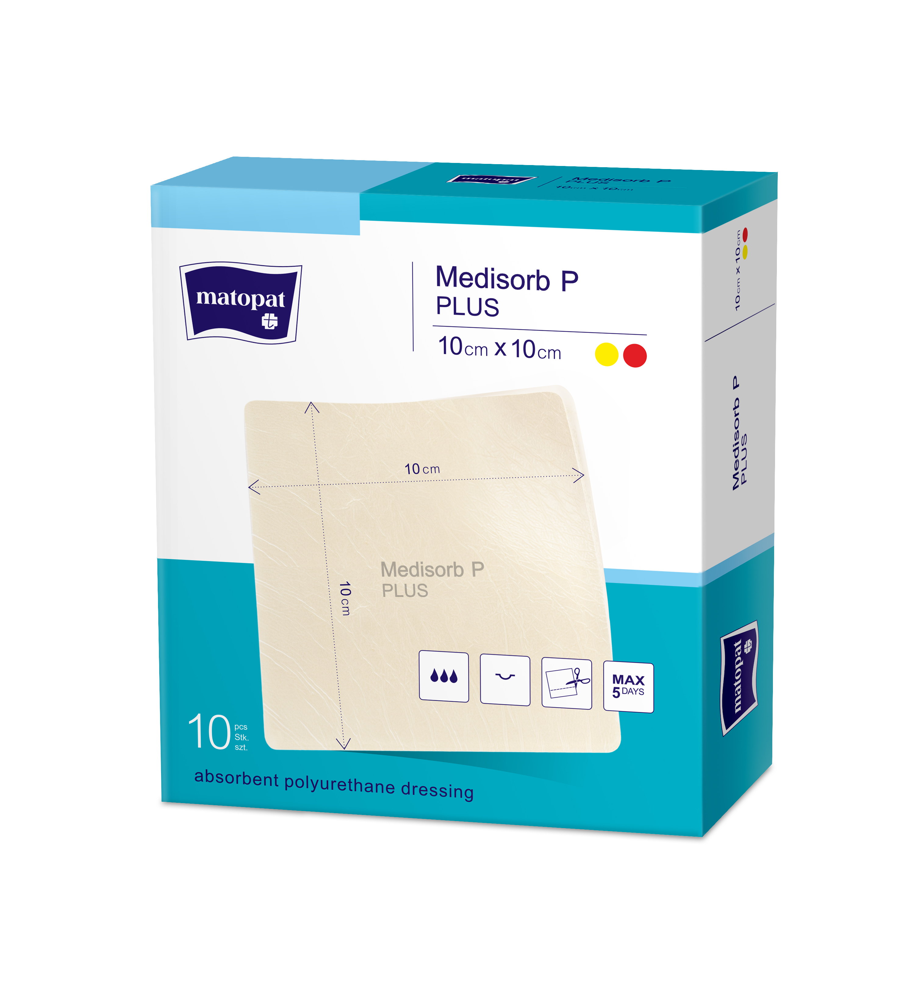 Medisorb P Plus pansament escare din spumă poliuretan 10x10 cm 10 buc - 1