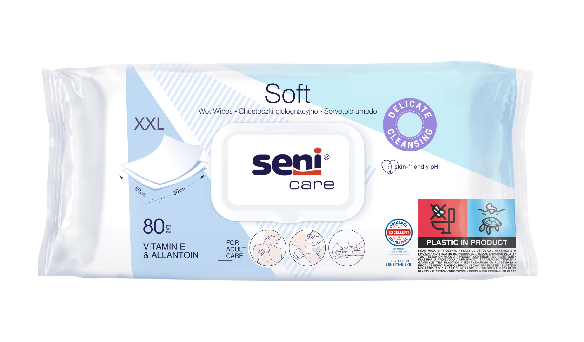 Seni Care Soft Şerveţele umede XXL 20x30 cm a'80 buc - 1