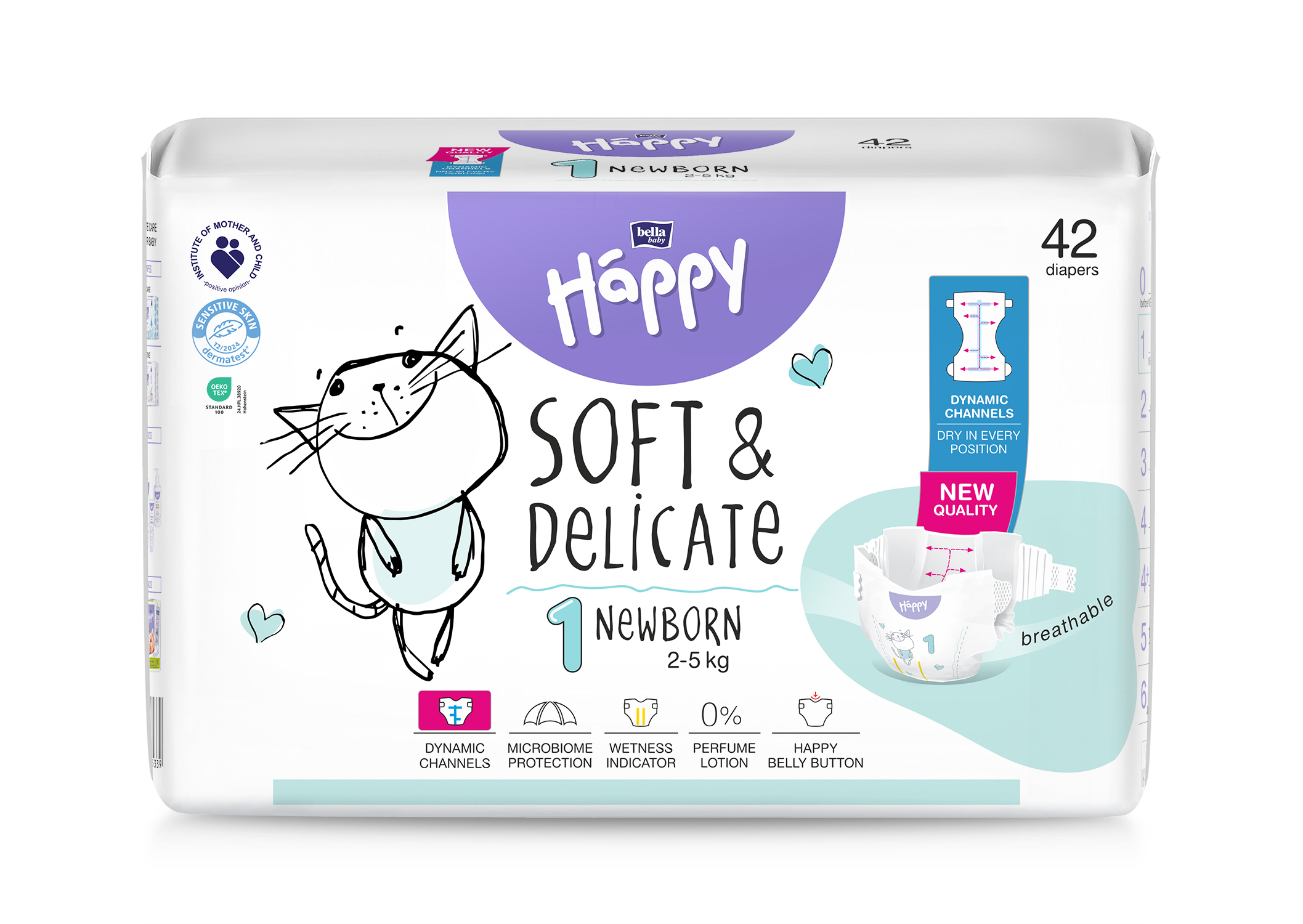 Happy Soft&Delicate Newborn scutece nou-nascuti 42 buc - 1