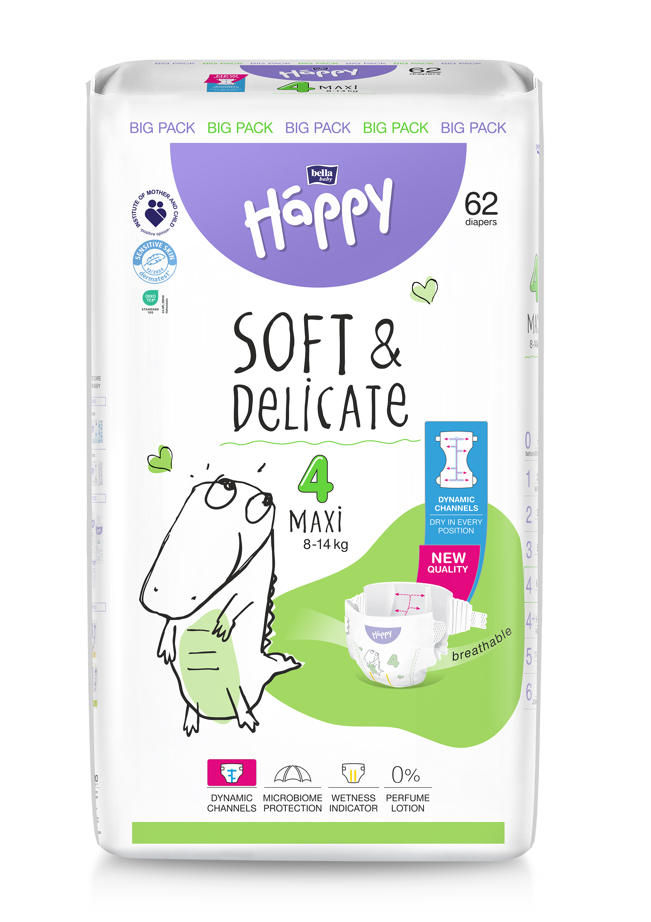 Happy Soft&Delicate Maxi scutece copii 62 buc - 1