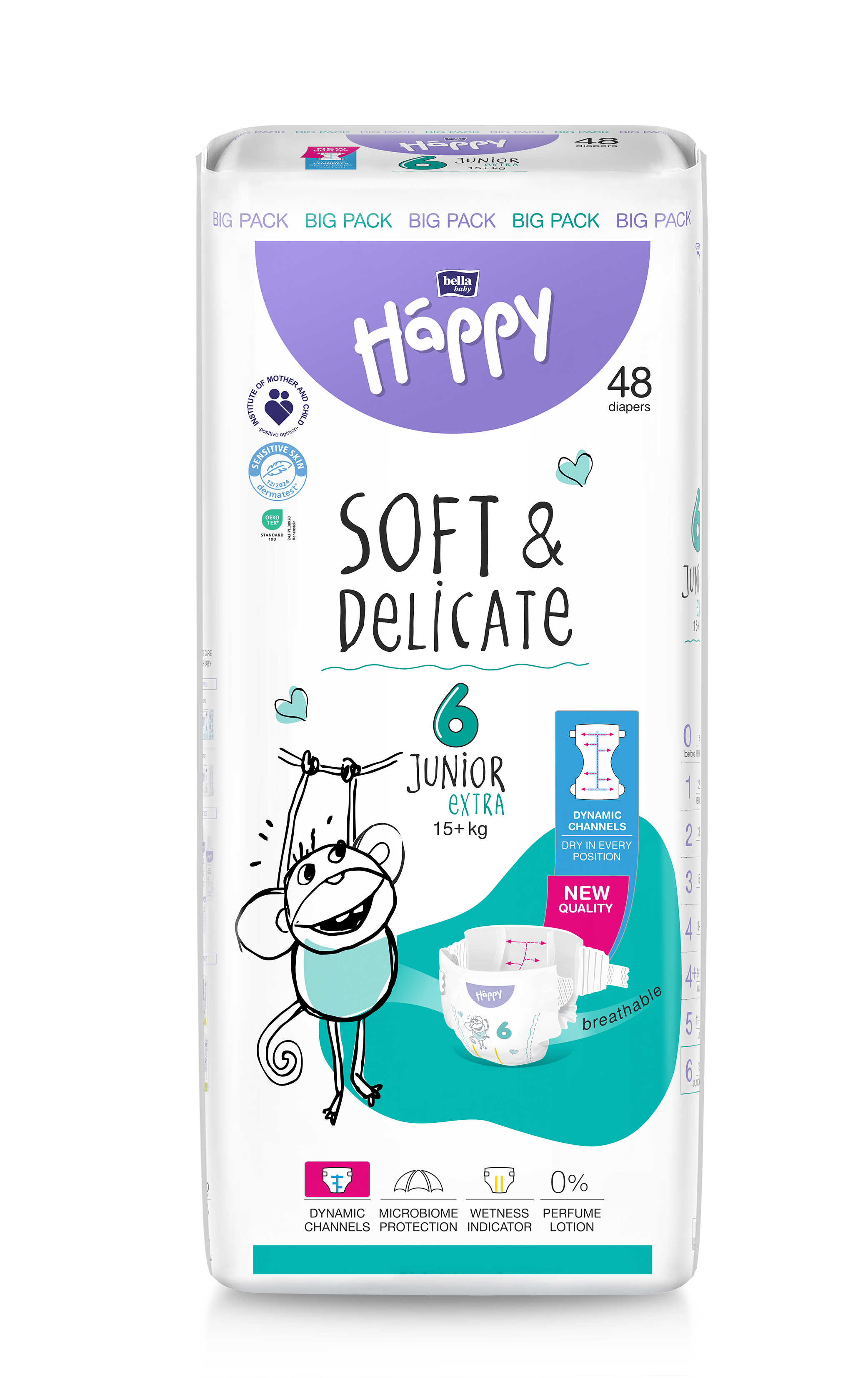 Happy Soft&Delicate Junior Extra scutece copii 48 buc - 1