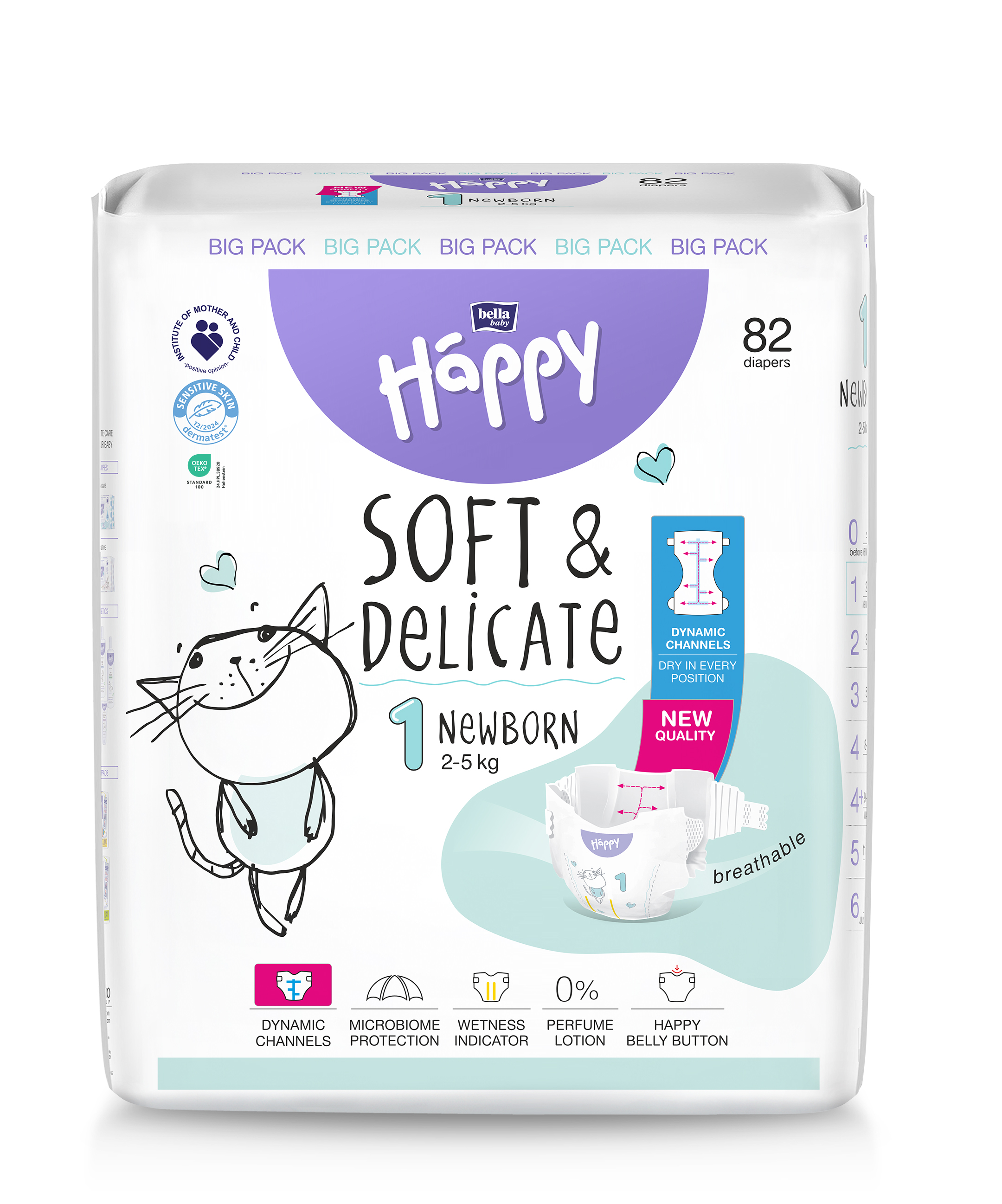 Happy Soft&Delicate Newborn scutece nou-nascuti 82 buc - 1
